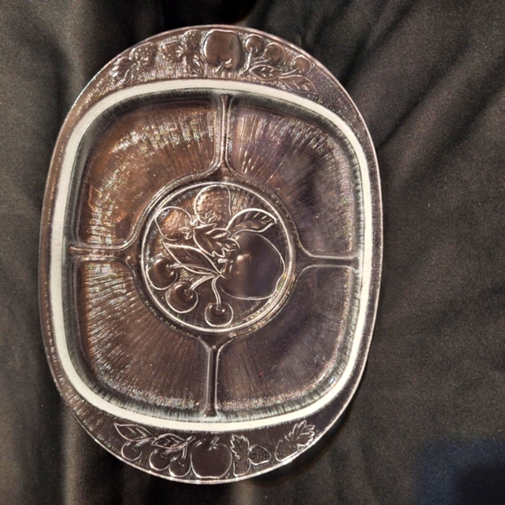 Vintage Glass Relish Tray~1970~Indian Glass USA~Savam Melba Italy~Hors-d'Oeuvres